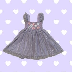 Elegant Lilac Kids Dress with Floral Accents